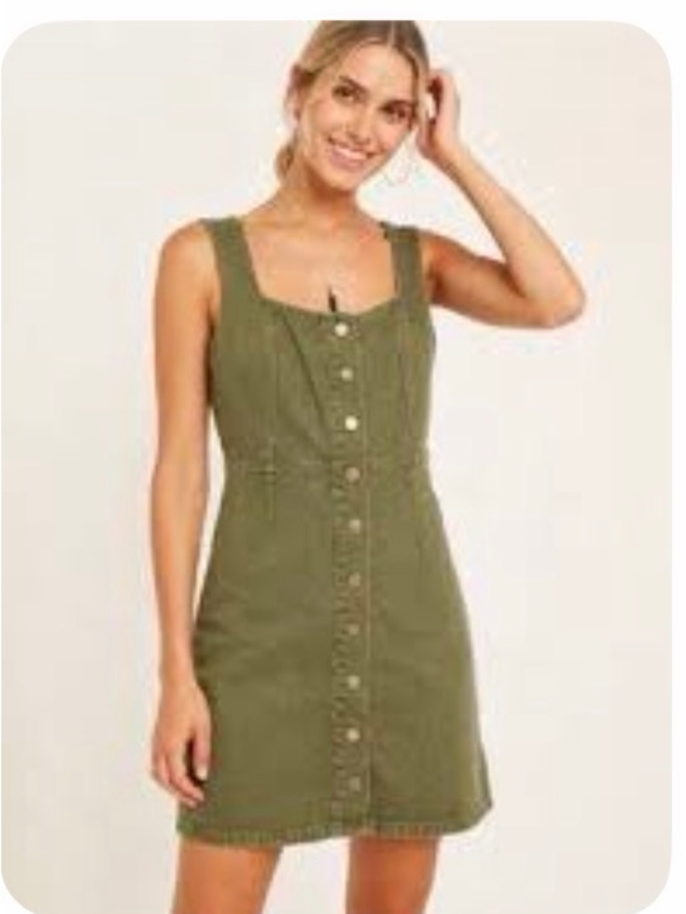 iris Olive corduroy Button-Front Mini Dress